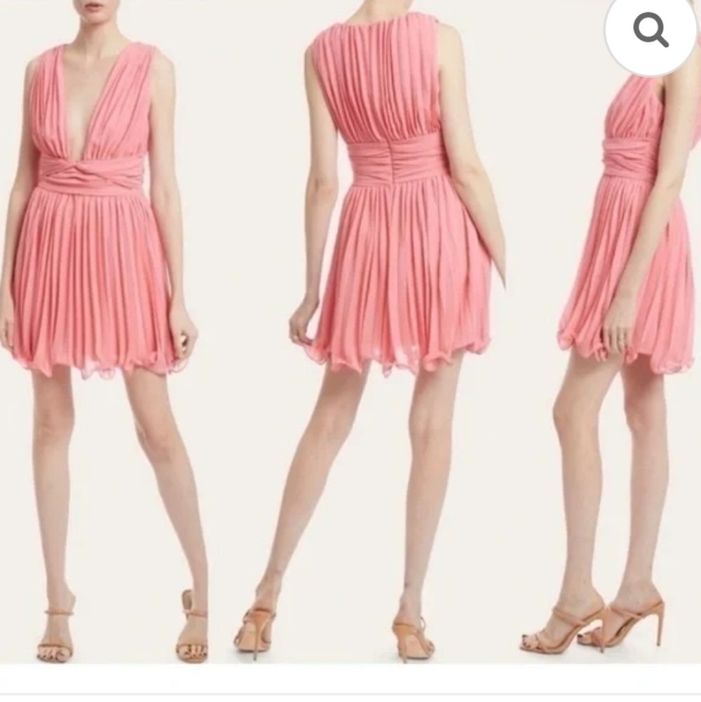 One33 Social Pleated Deep V Knot Sleeveless A-Line Flowy Swing Mini Dress